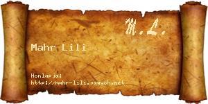 Mahr Lili névjegykártya
